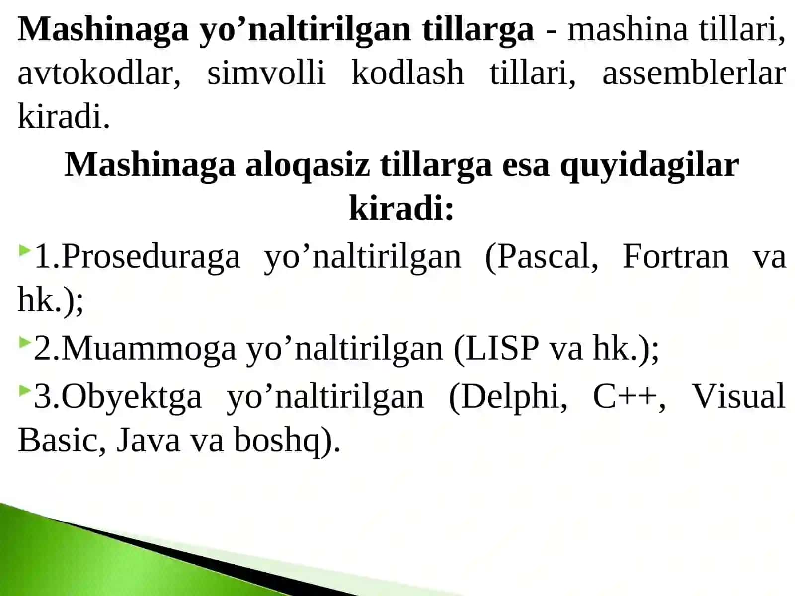Dastur tushunchasi. Masalani tayyorlash va yechish bosqichlari. Dastur tuzish texnologiyalari. Zamonaviy dasturiy vositalar tasnifi 4