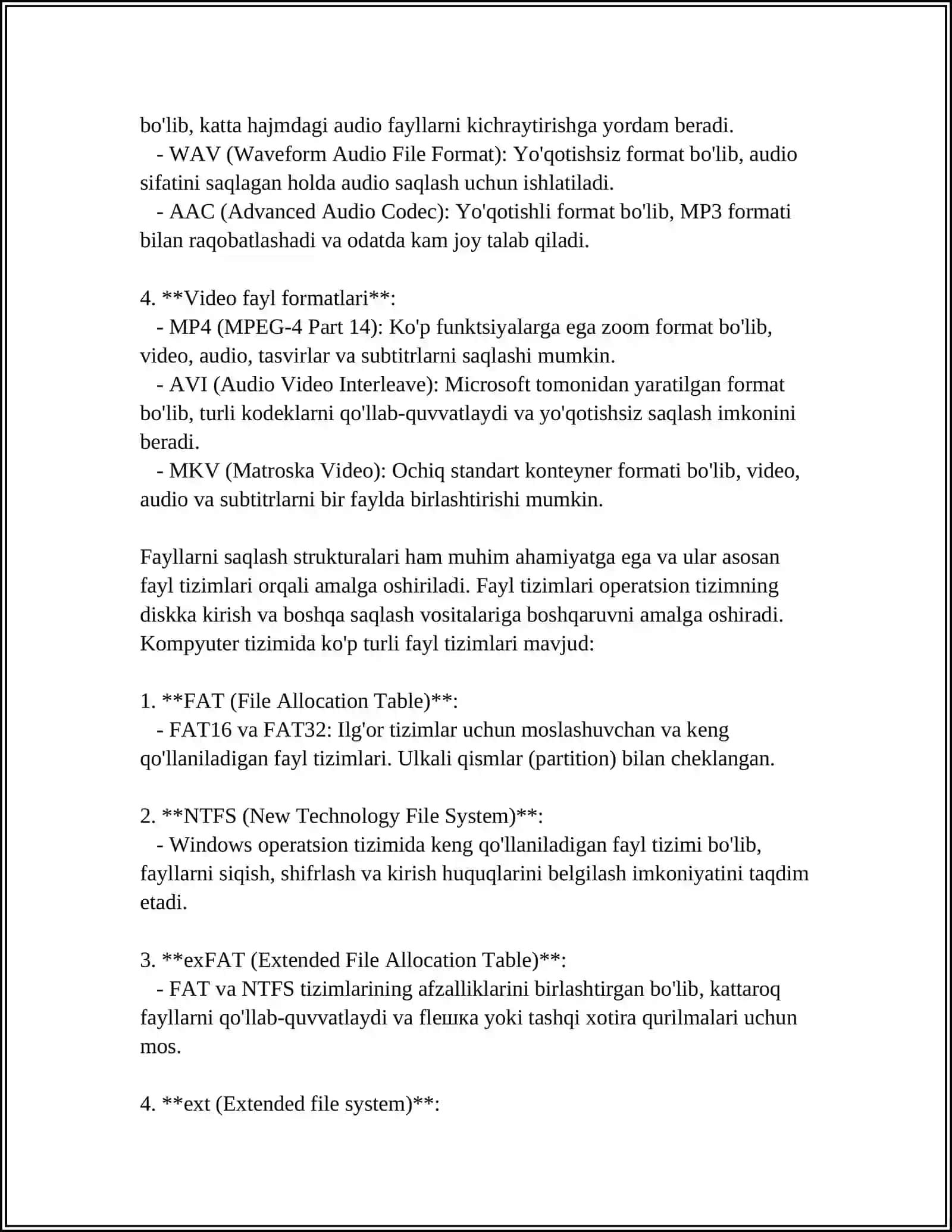 FAYLLAR BILAN ISHLASHINIG YANGI USULARI(1/0 TIXNOLOGIYASI) 4