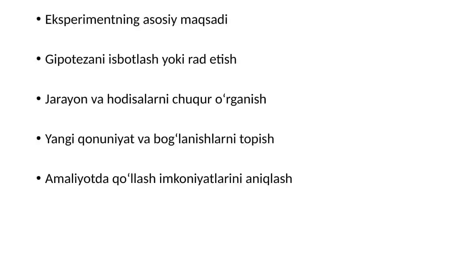 Eksperment tushunchasi,bosqichlari va uni rejalashtirish 4