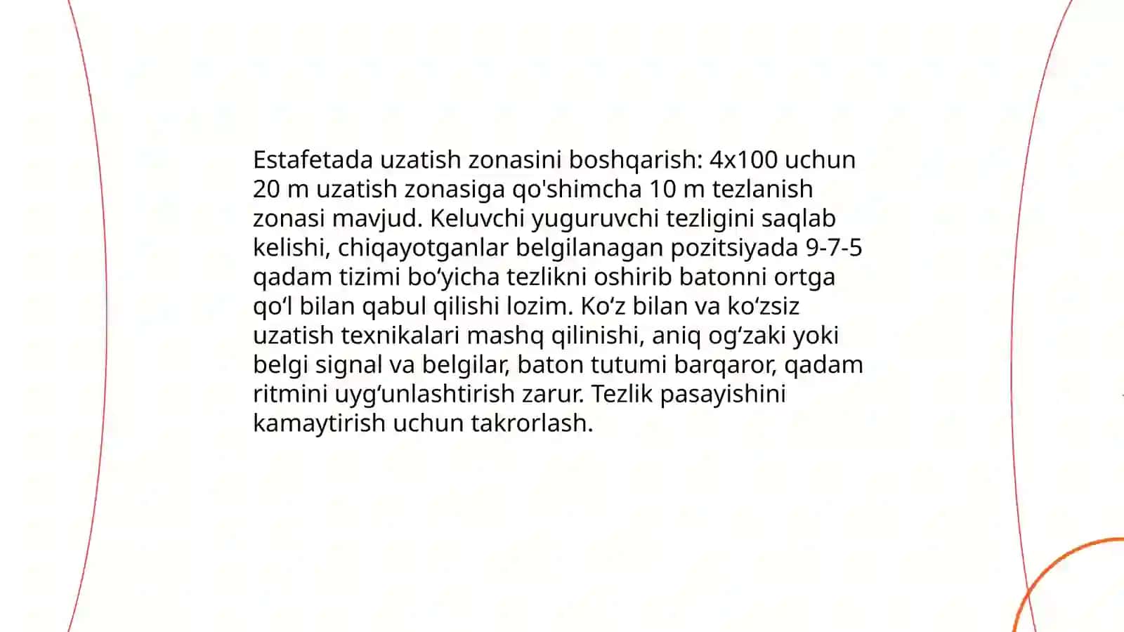 Estafetali va g'ovlar osha yugurish texnikasi va taktikasi 4