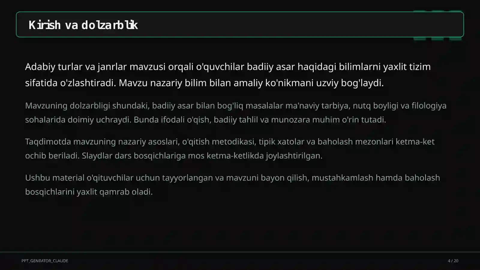 Adabiy turlar va janrlar (10-sinf) 4