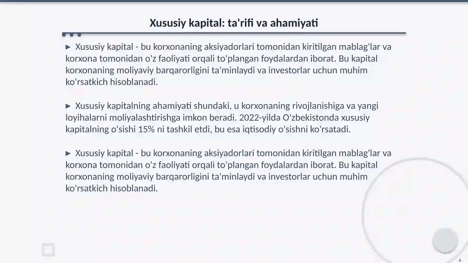 Majburiyatlar va xususiy kapital auditi 4