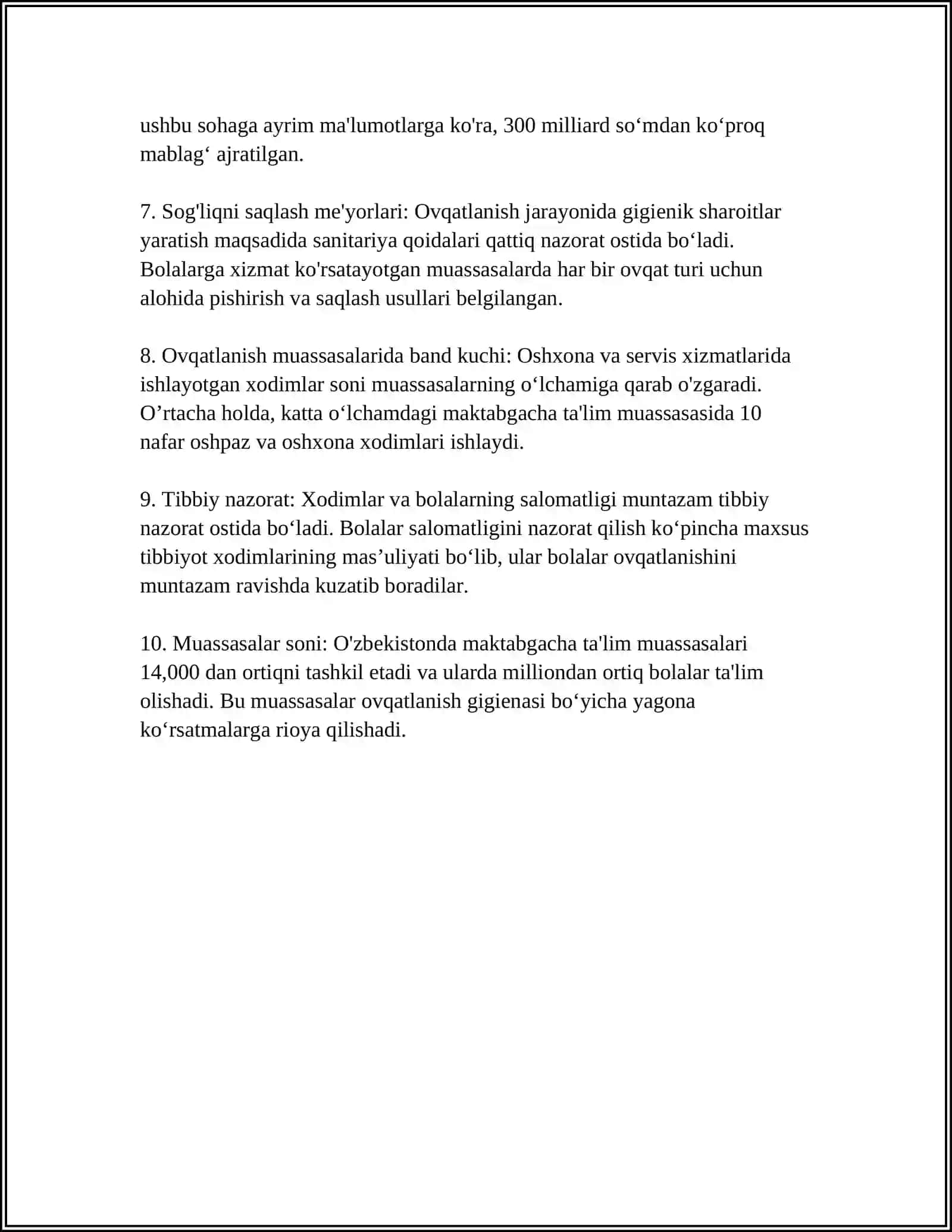 MAKTABGACHA TALIM MUOSSASIDA BOLALARNING KUNLIK OVQAT RATSIONI, TARKIBI, ENERGETIK QIYMATI 4
