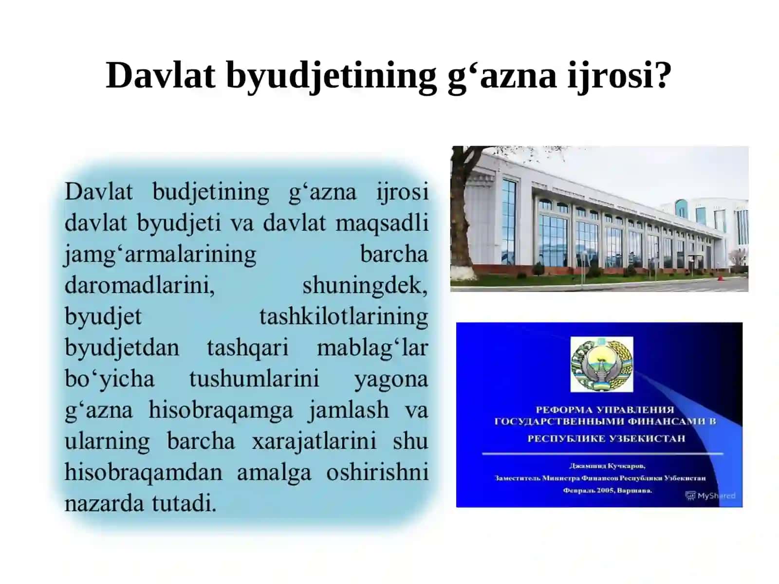 Davlat budjeti g’azna ijrosining mazmuni, mohiyati va ahamiyati 4