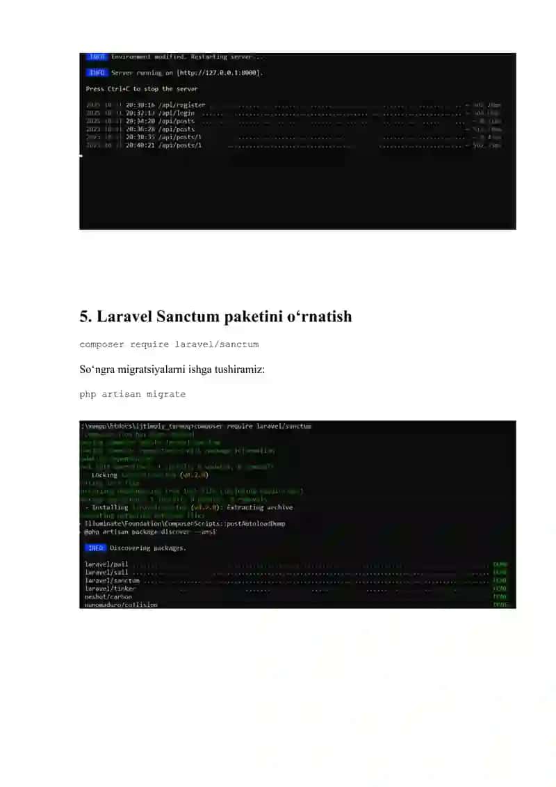 Laravel Sanctum orqali API yaratish va Postman yordamida testlash 4