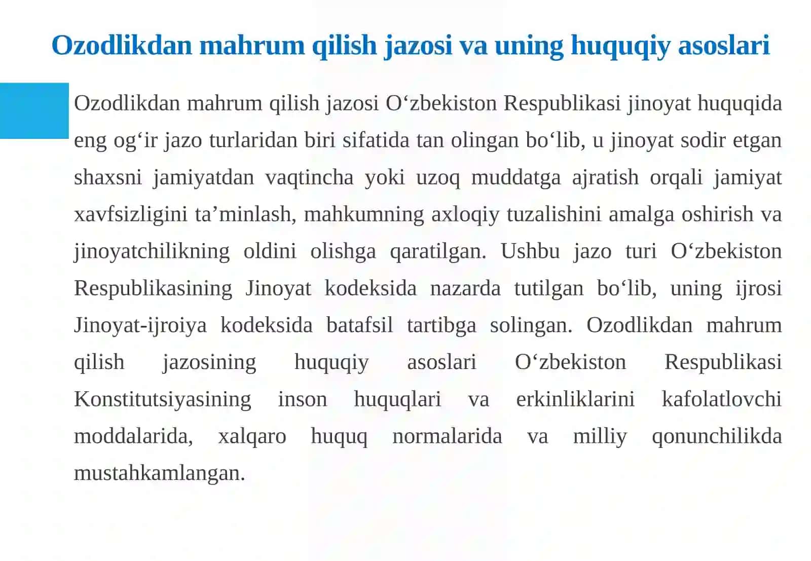 Ozodlikdan Mahrum Qilish Jazosi 4