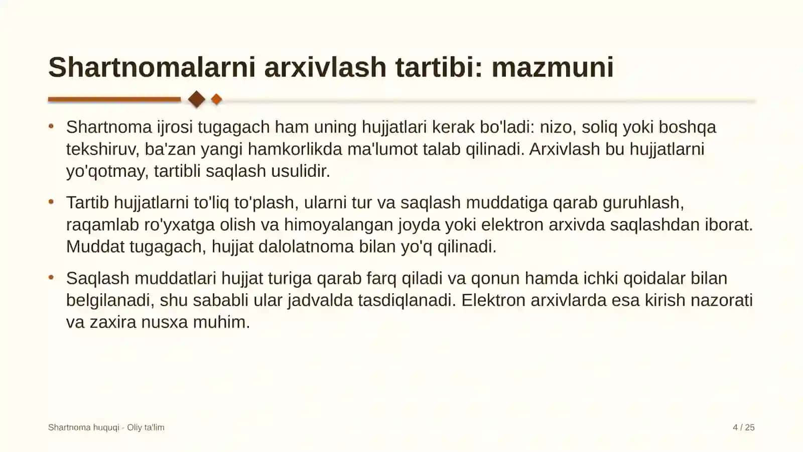 ovchilik turizmida shartnomalarni arxivlash tartibi 6209 4