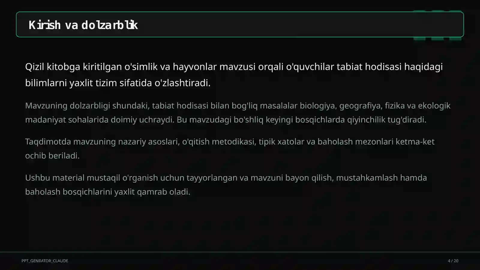Qizil kitobga kiritilgan o'simlik va hayvonlar (4-sinf) 4