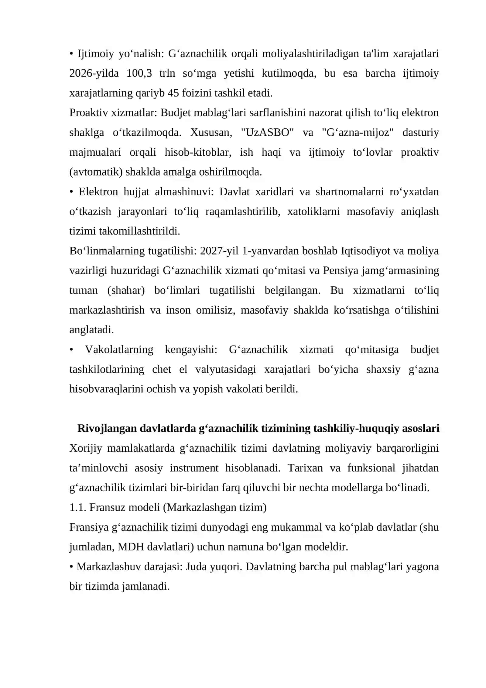 G’aznachilik faoliyatini tashkil etishning xorij tajribalari 4