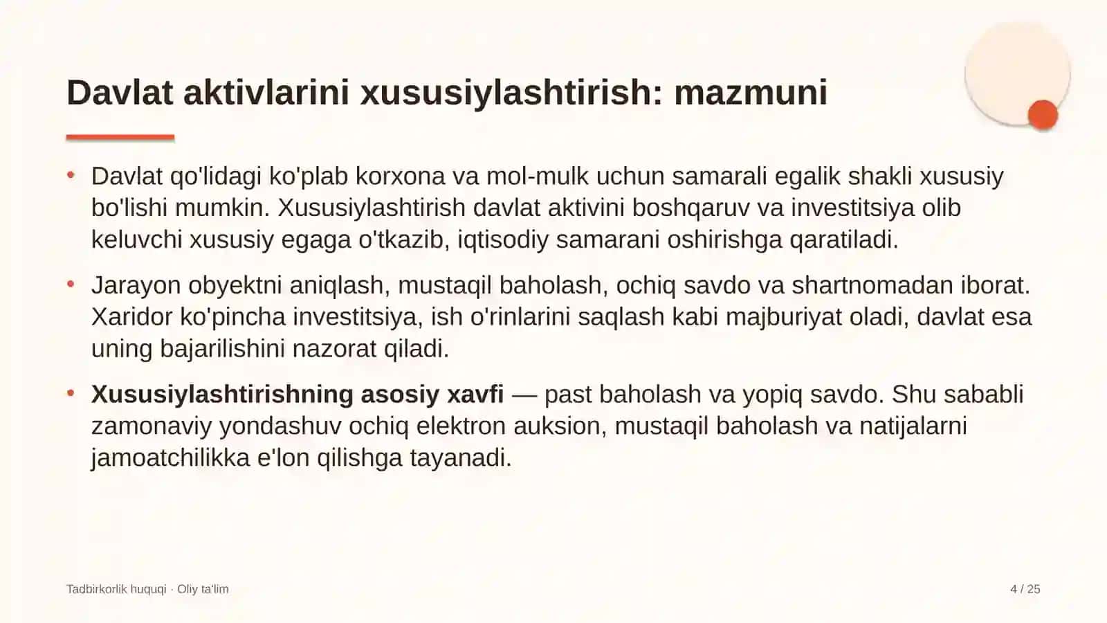 Dehqon xo'jaliklarida davlat aktivlarini xususiylashtirish 4