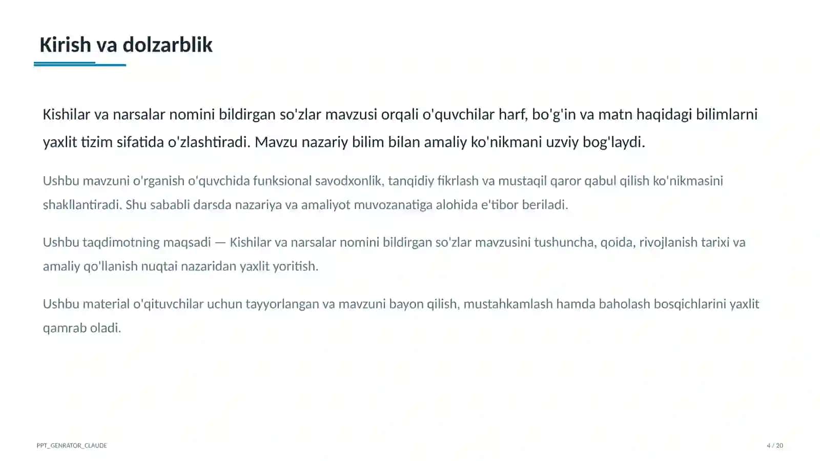 Kishilar va narsalar nomini bildirgan so'zlar (2-sinf) 4