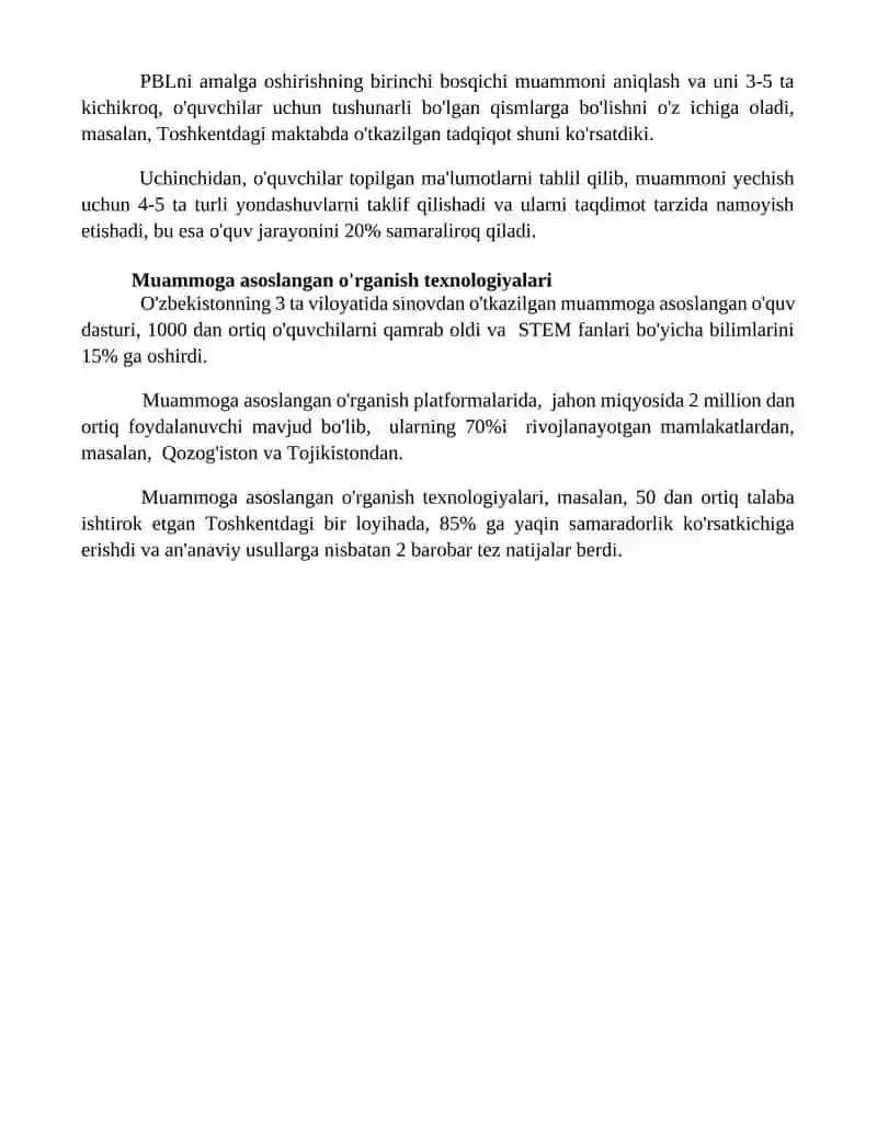 PBLning samaradorligini baholash 4