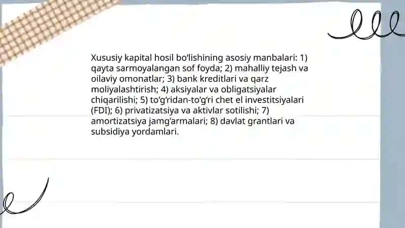 Xususiy kapitaldagi o'zgarishlarning iqtisodiy tahlili 4