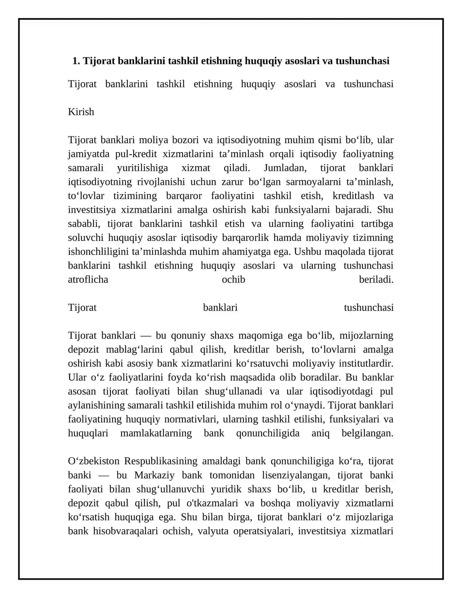 Tijorat banklari faoliyatini tashkil etishning huquqiy asoslari 4