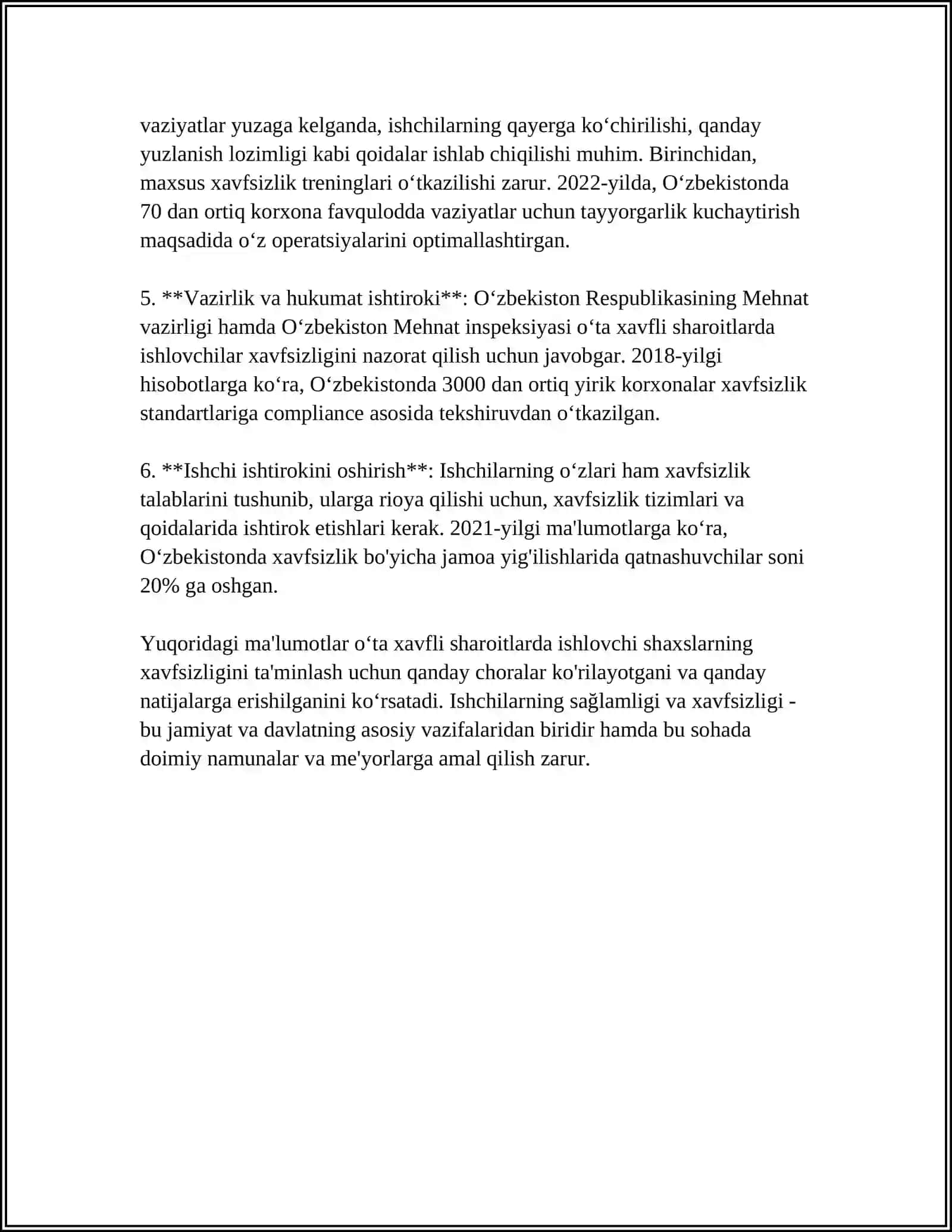 OʻTA XAVFLI SHAROITLARDA ISHLASH XAVFSIZLIK TEXNIKASI 4