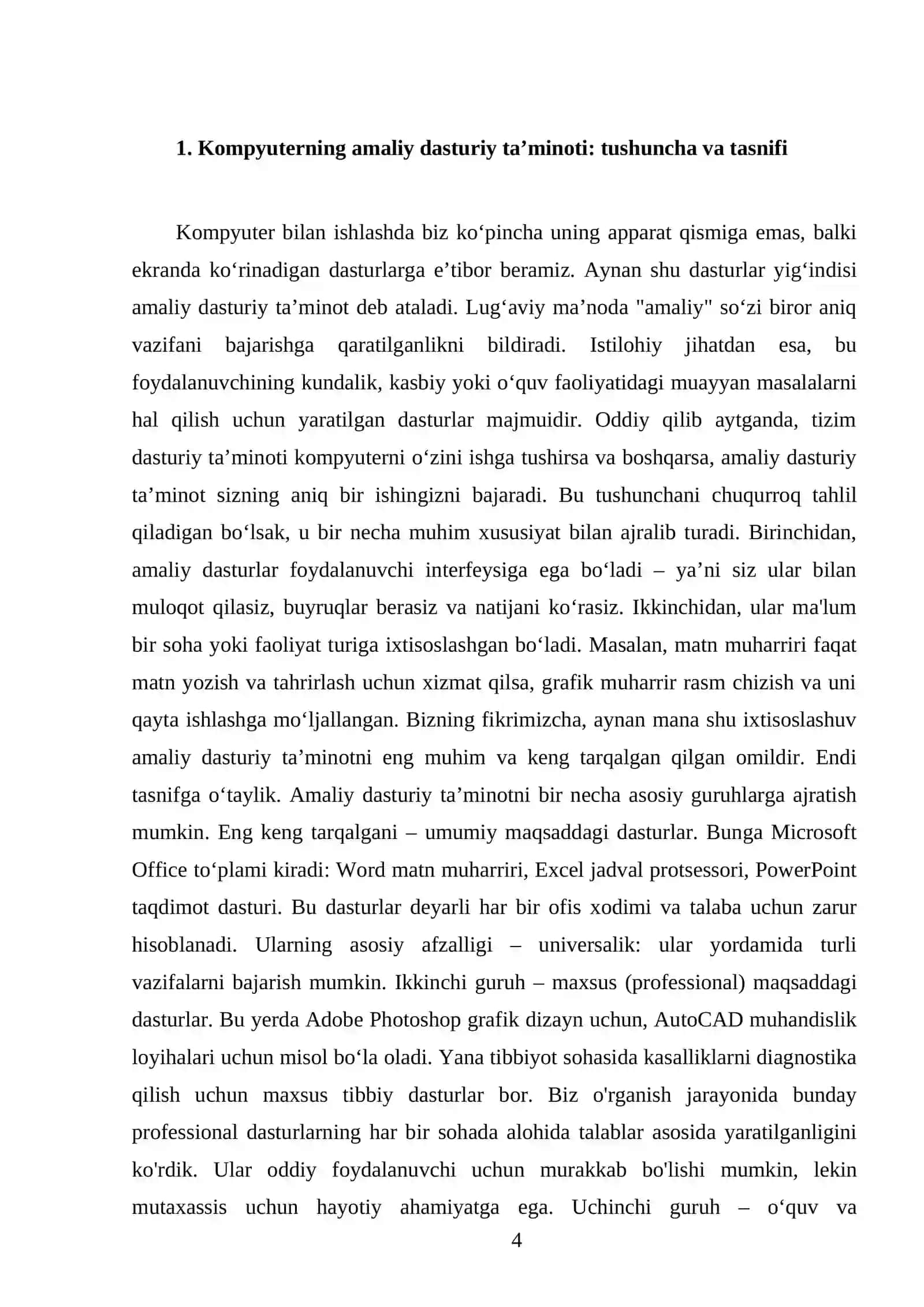 Kompyuterning amaliy dasturiy ta’minoti 4