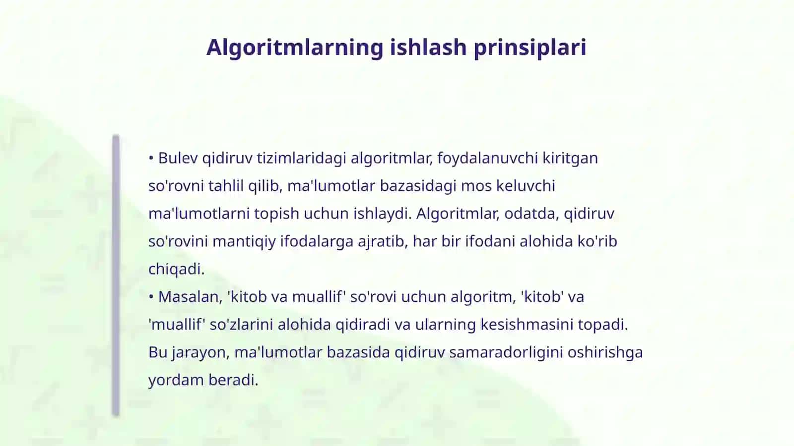 Bulev qidiruv tizimi algoritmlarini yaratish 4