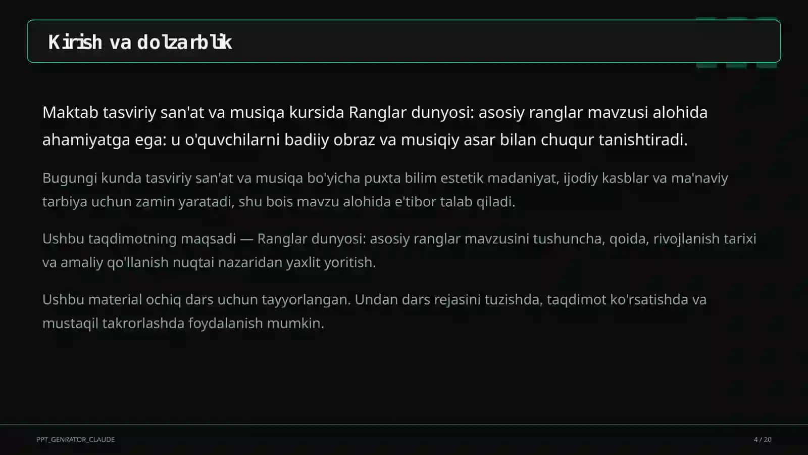 Ranglar dunyosi: asosiy ranglar (1-sinf) 4