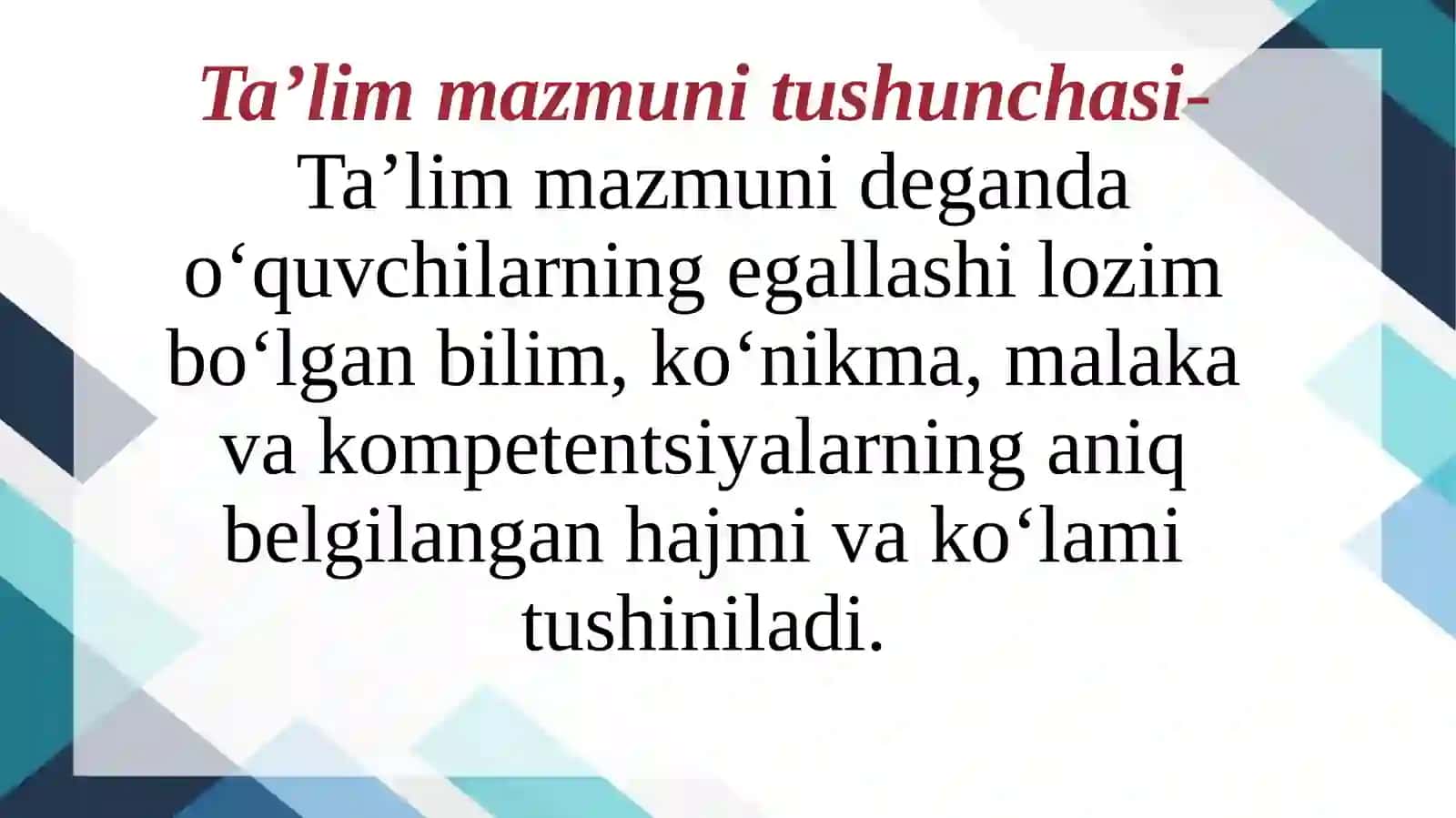 Ta’limmetodlari va vositalari.Dars-ta’limnitashkiletishningasosiyshakli 4