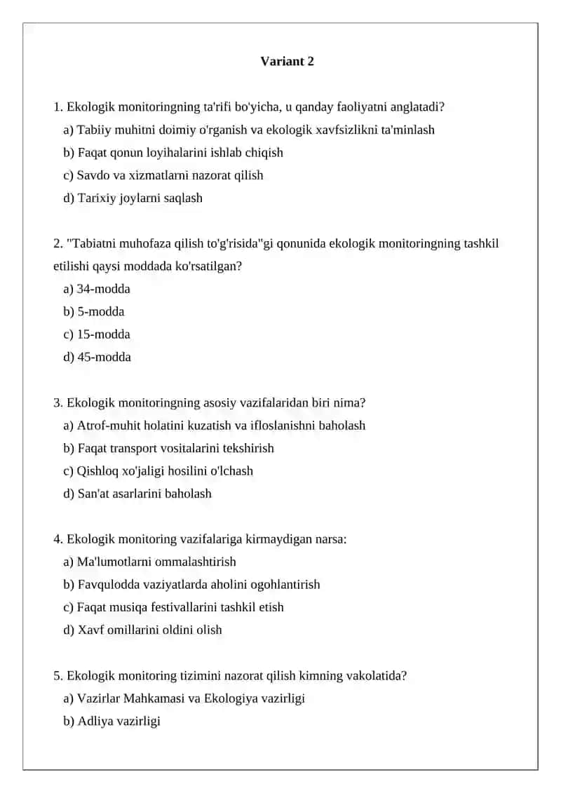 Ekologik monitoring tushunchasi 4