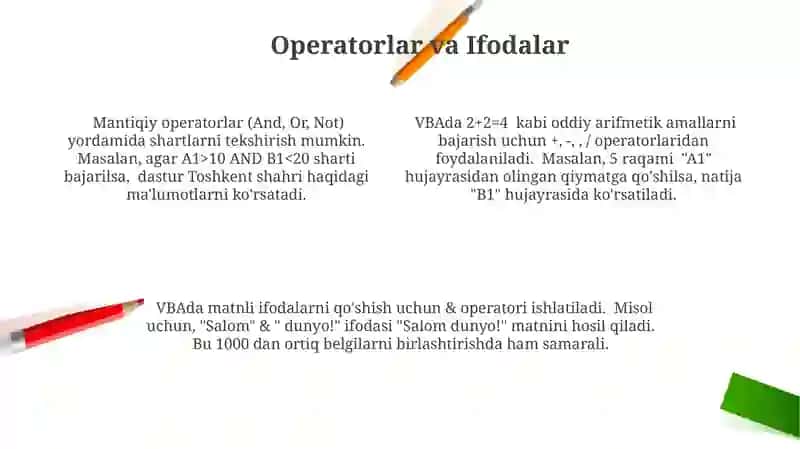 Excel VBA asoslari va dasturlash 4