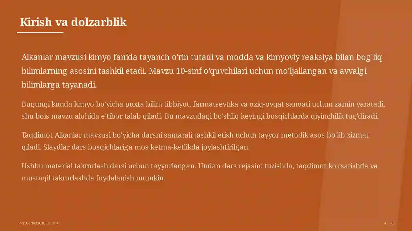 Alkanlar (10-sinf) 4