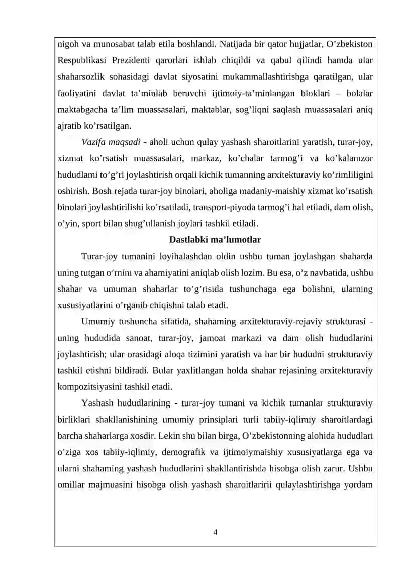 KICHIK TUMANNI REJALASHTIRISH VA QURISH 4