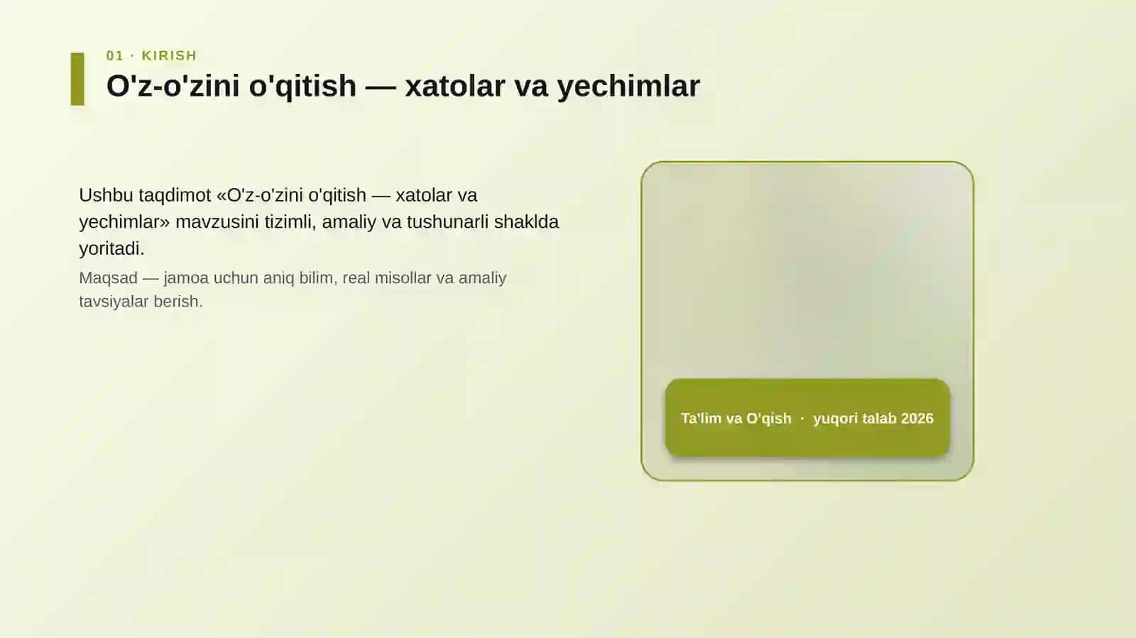 O'z-o'zini o'qitish — xatolar va yechimlar 4
