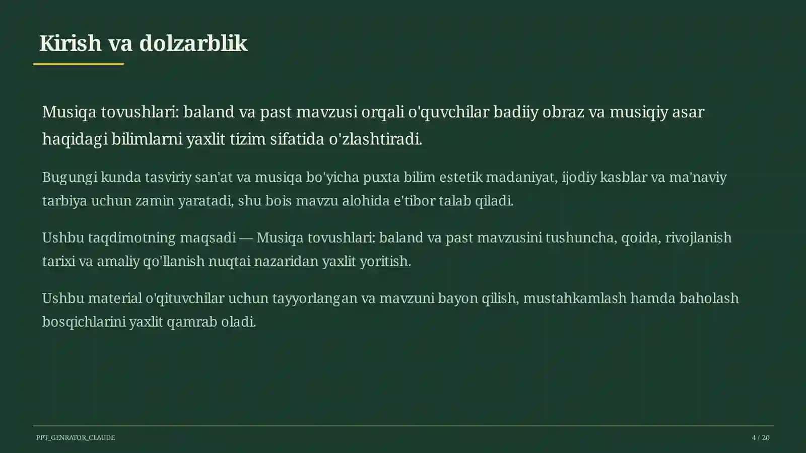 Musiqa tovushlari: baland va past (1-sinf) 4