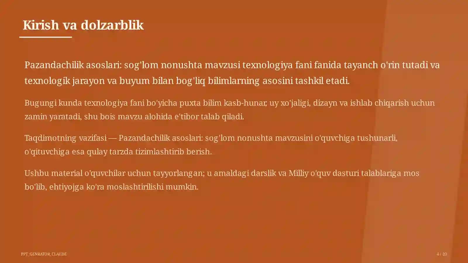 Pazandachilik asoslari: sog'lom nonushta (5-sinf) 4