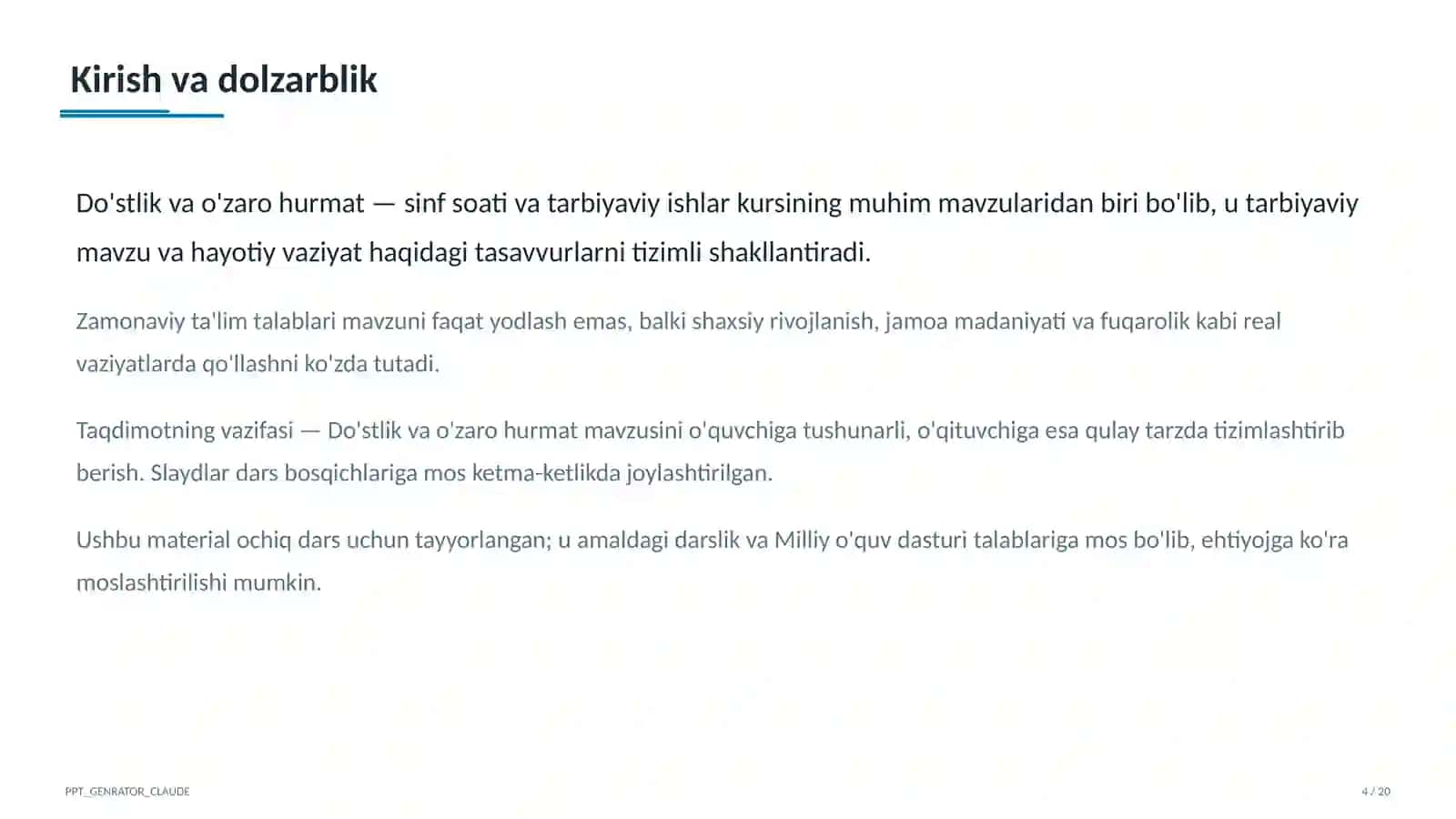 Sinf soati va tarbiyaviy tadbirlar 4