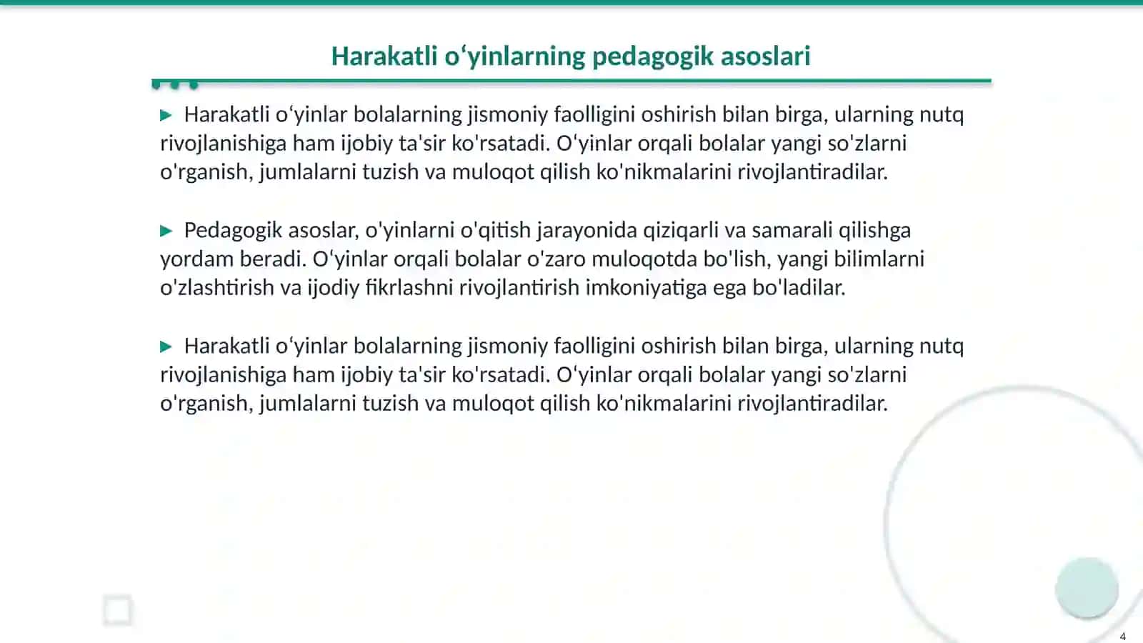 Nutqni rivojlantiruvchi harakatli oʻyinlarga oʻrgatish metodikasi 4