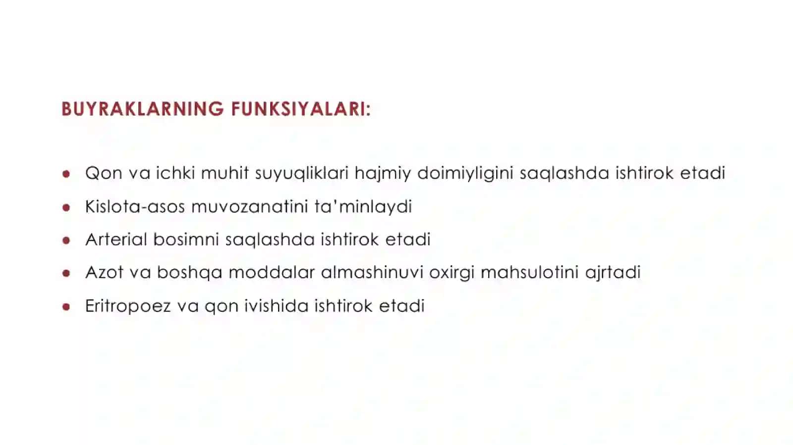 Ayiruv sistemasi. Buyrak Fiziologiyasi 4