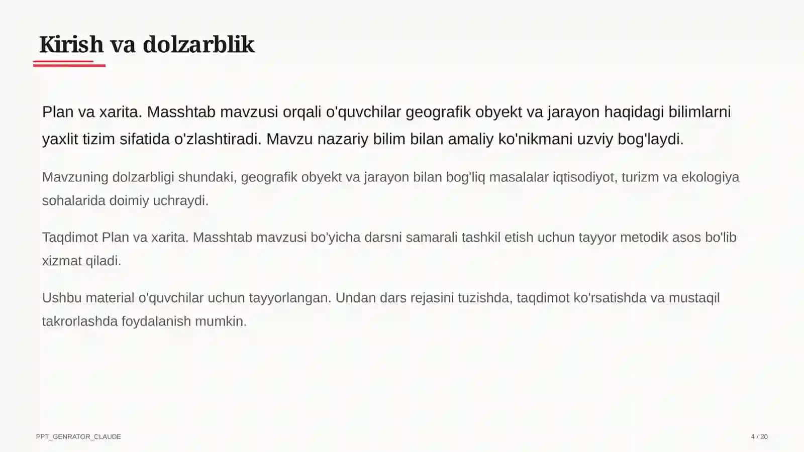 Plan va xarita. Masshtab (5-sinf) 4