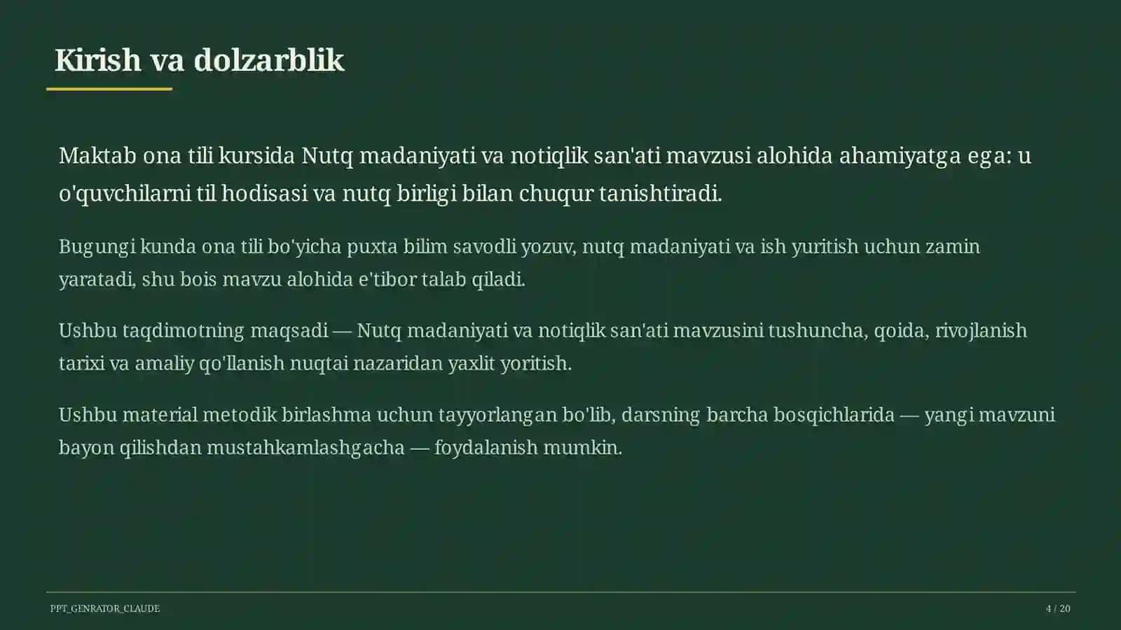 Nutq madaniyati va notiqlik san'ati (10-sinf) 4