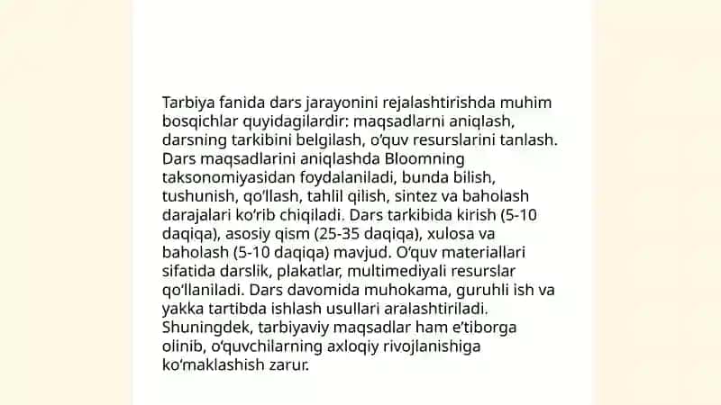 Tarbiya fani oʻqitish metodlari va vositalari 4