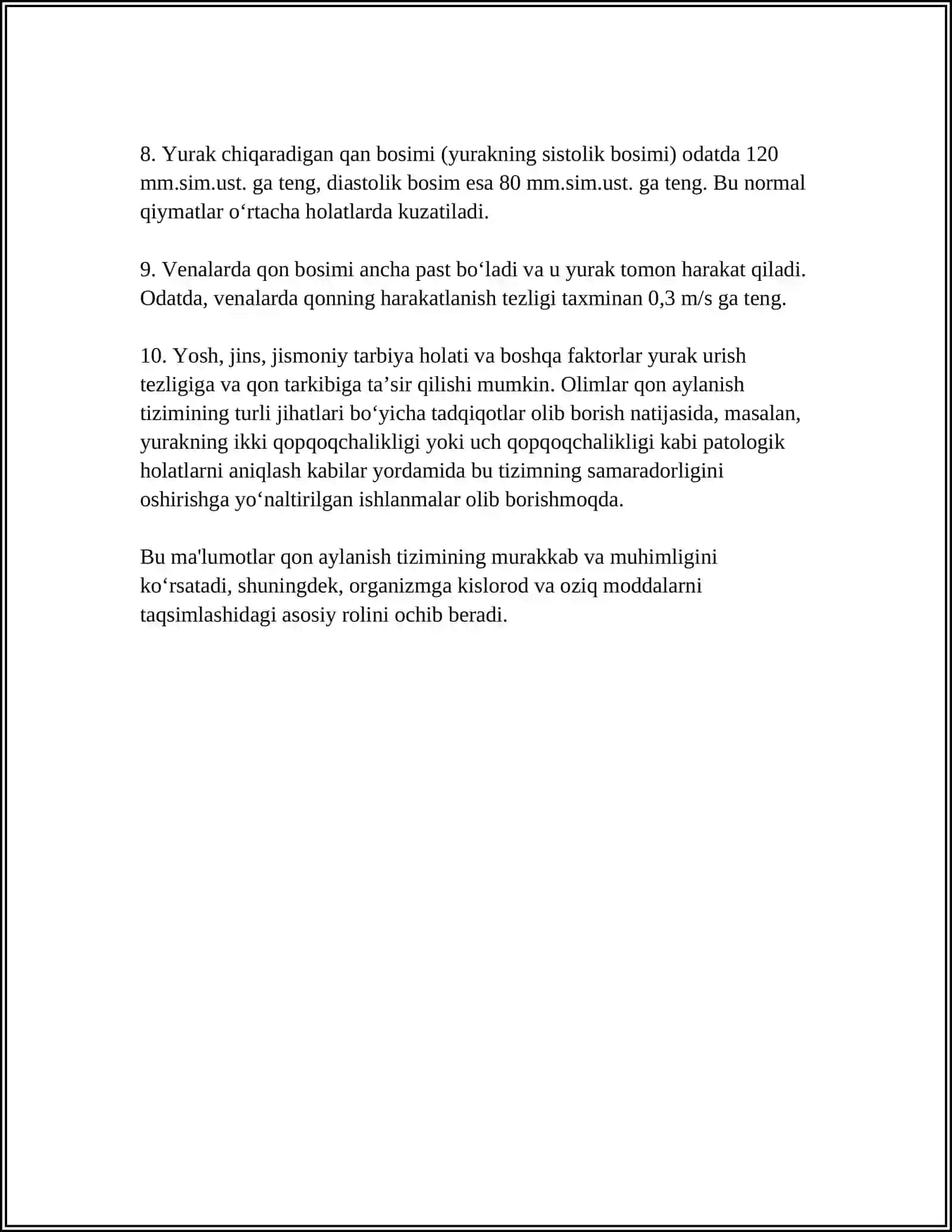 Qon aylanish tizimi haqida referat 4