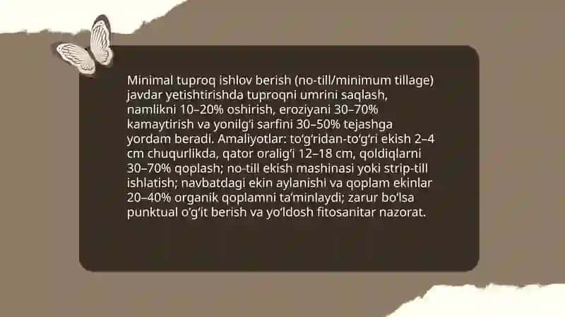 Javdar yetishtirishda resurs tejamkor texnologiyalar 4