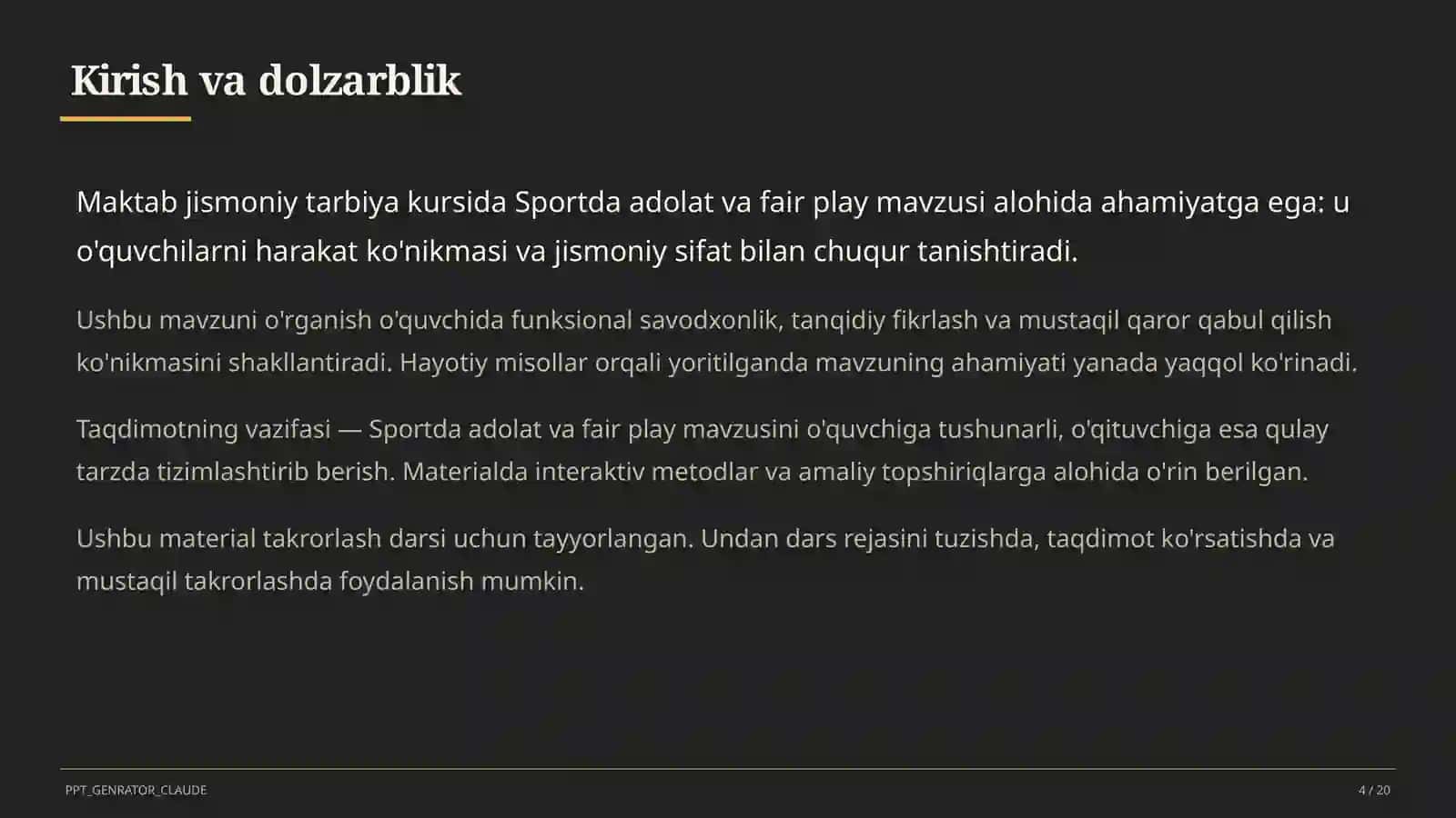 Sportda adolat va fair play (10-sinf) 4