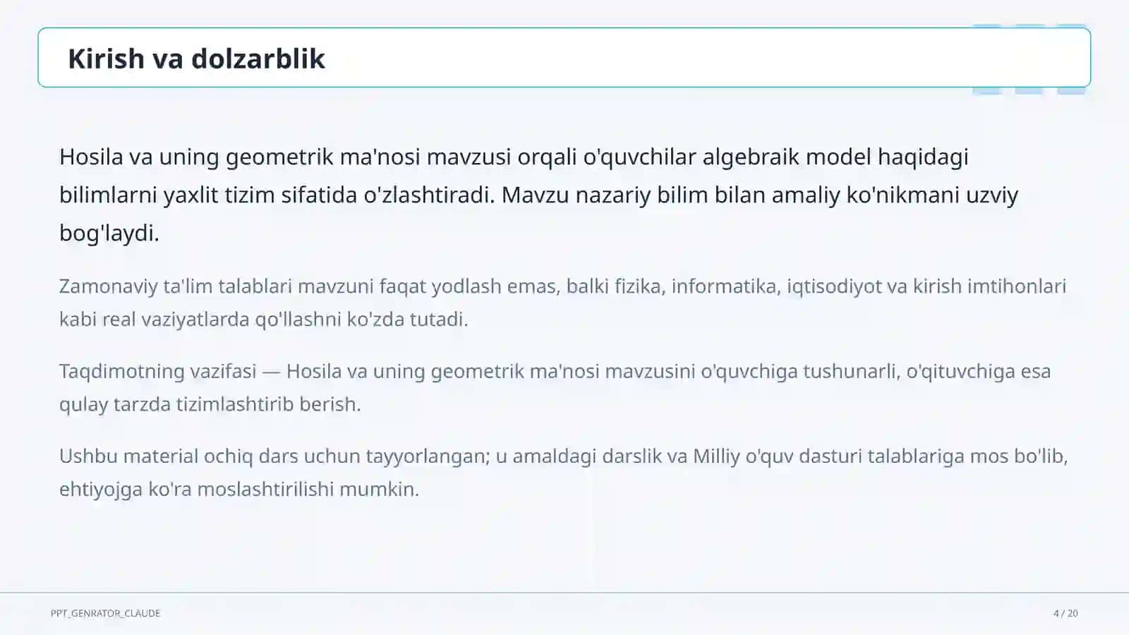 Hosila va uning geometrik ma'nosi (11-sinf) 4