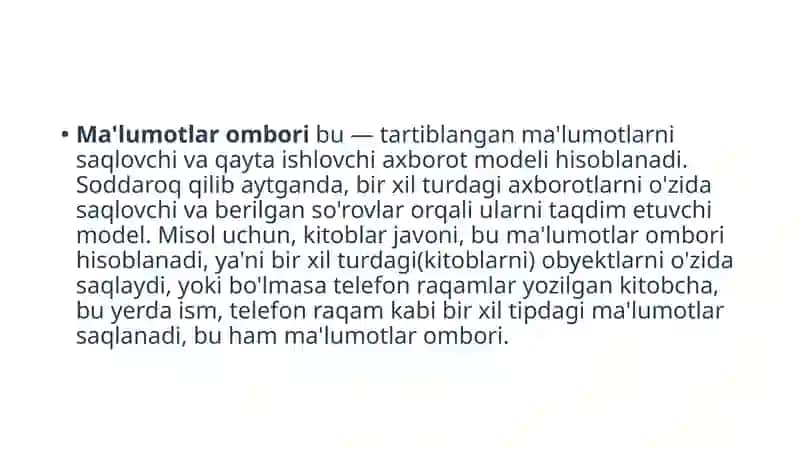 Ma’lumotlar omborining mantiqiy modeli 4