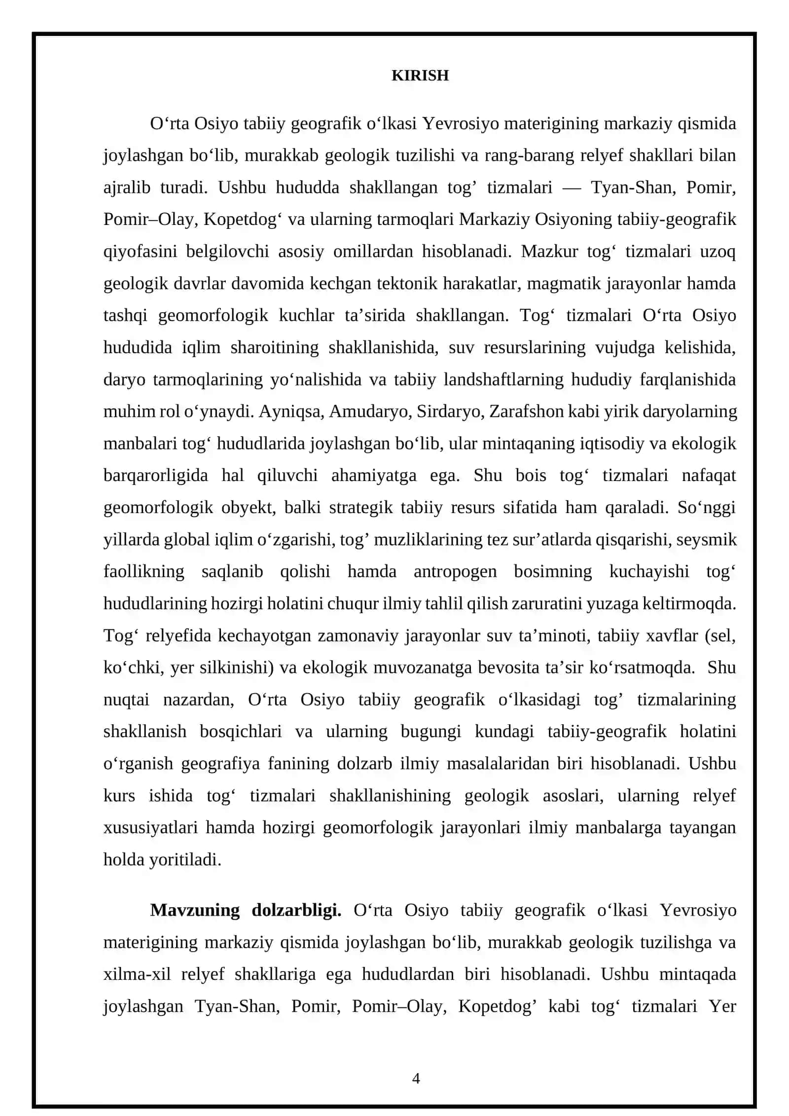 O'rta soiyo tabiiy geografik o'lkasidagi tog' tizmalarining shakillanishi 4