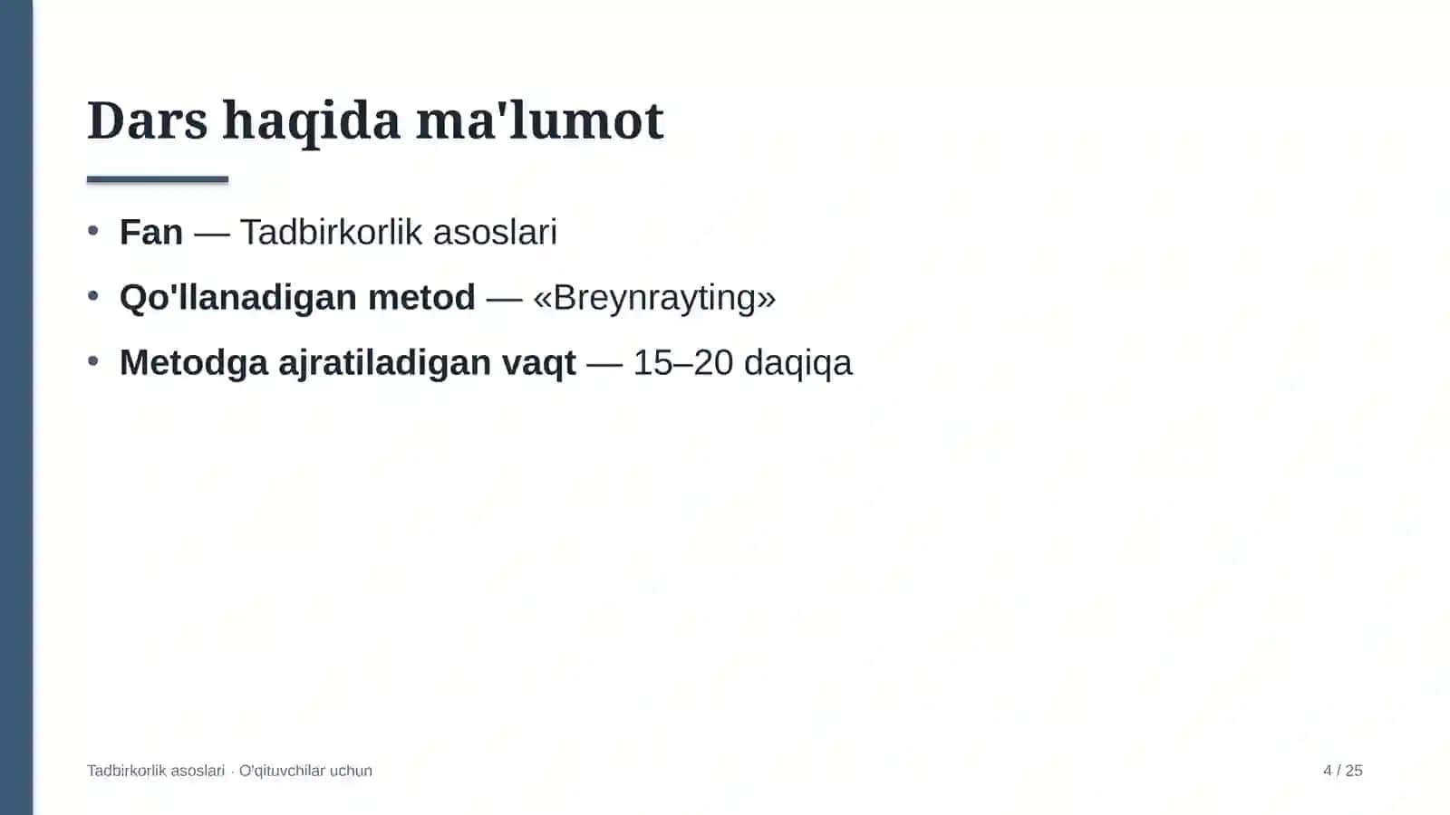 tadbirkorlik asoslari darslarida breynrayting metodidan foydalanish 5069 4