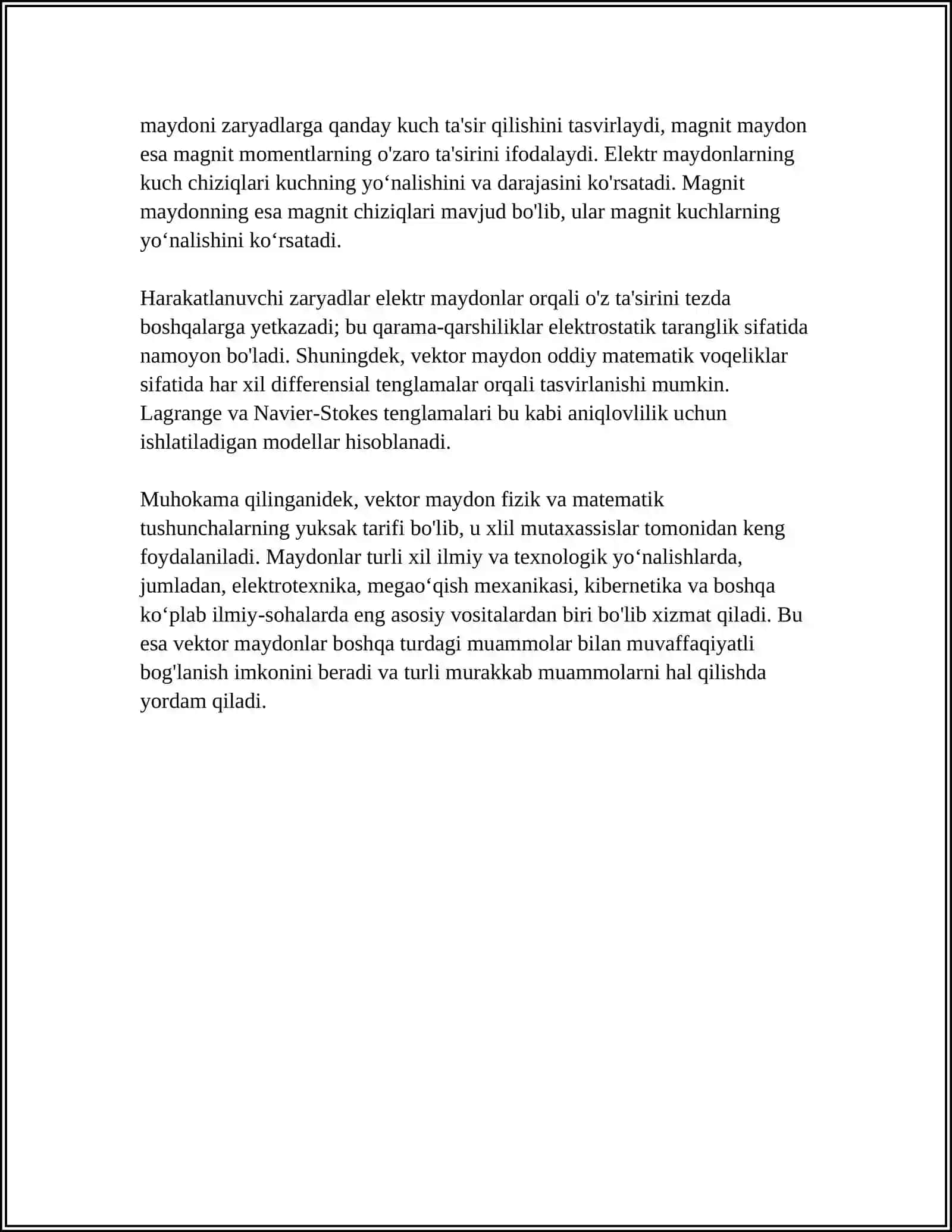 VEKTOR MAYDONDAGI IKKINCHI TARTIBLI AMALLAR VA NABLA OPERATORI BILAN AMALLAR BAJARISH 4