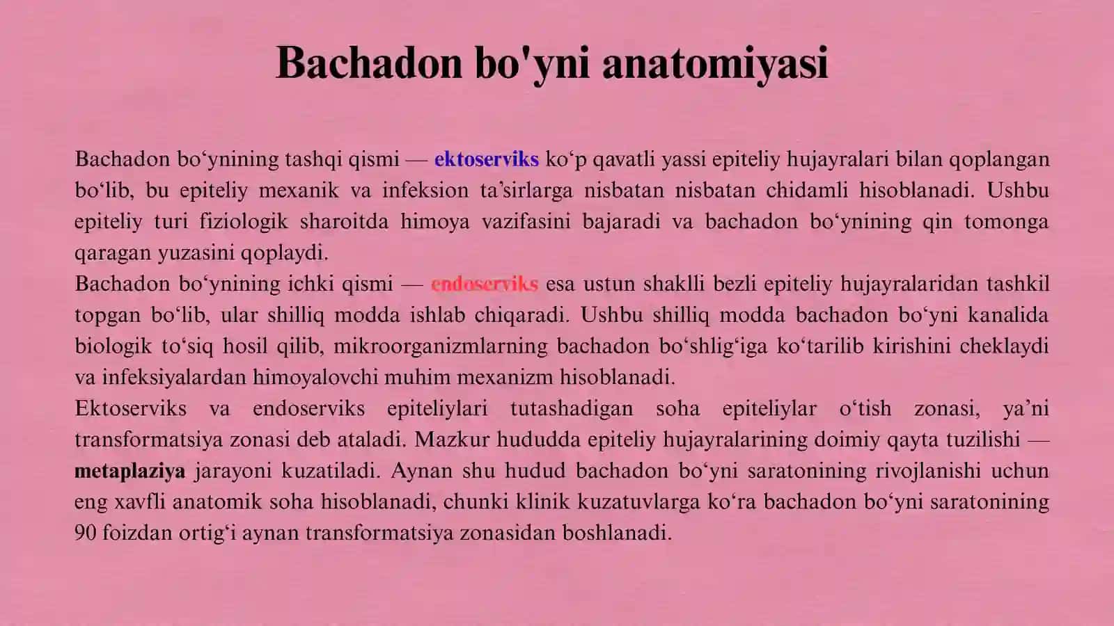Bachadon bo'yni saratoniga 4