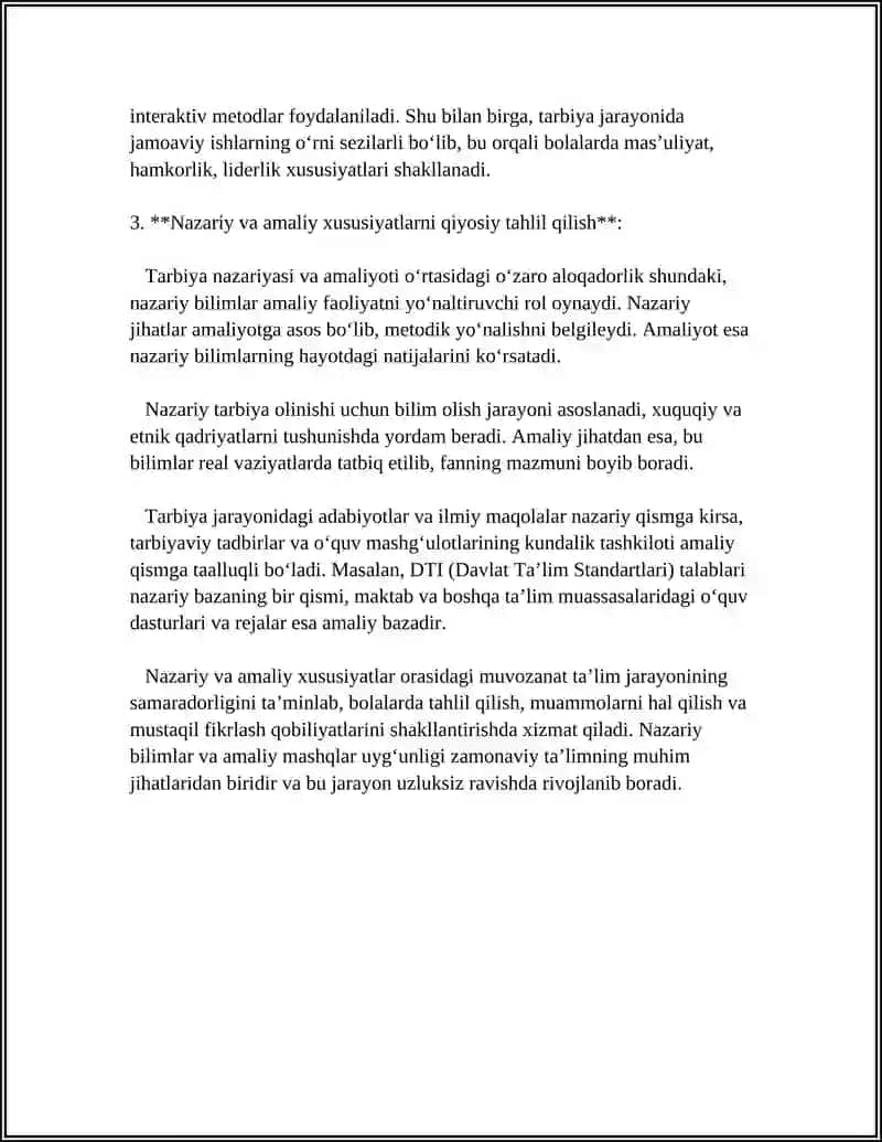 TARBIYA FANINI O ZIGA XOSLIKLARINI QIYOSIY TAHLIL GILISH. 4