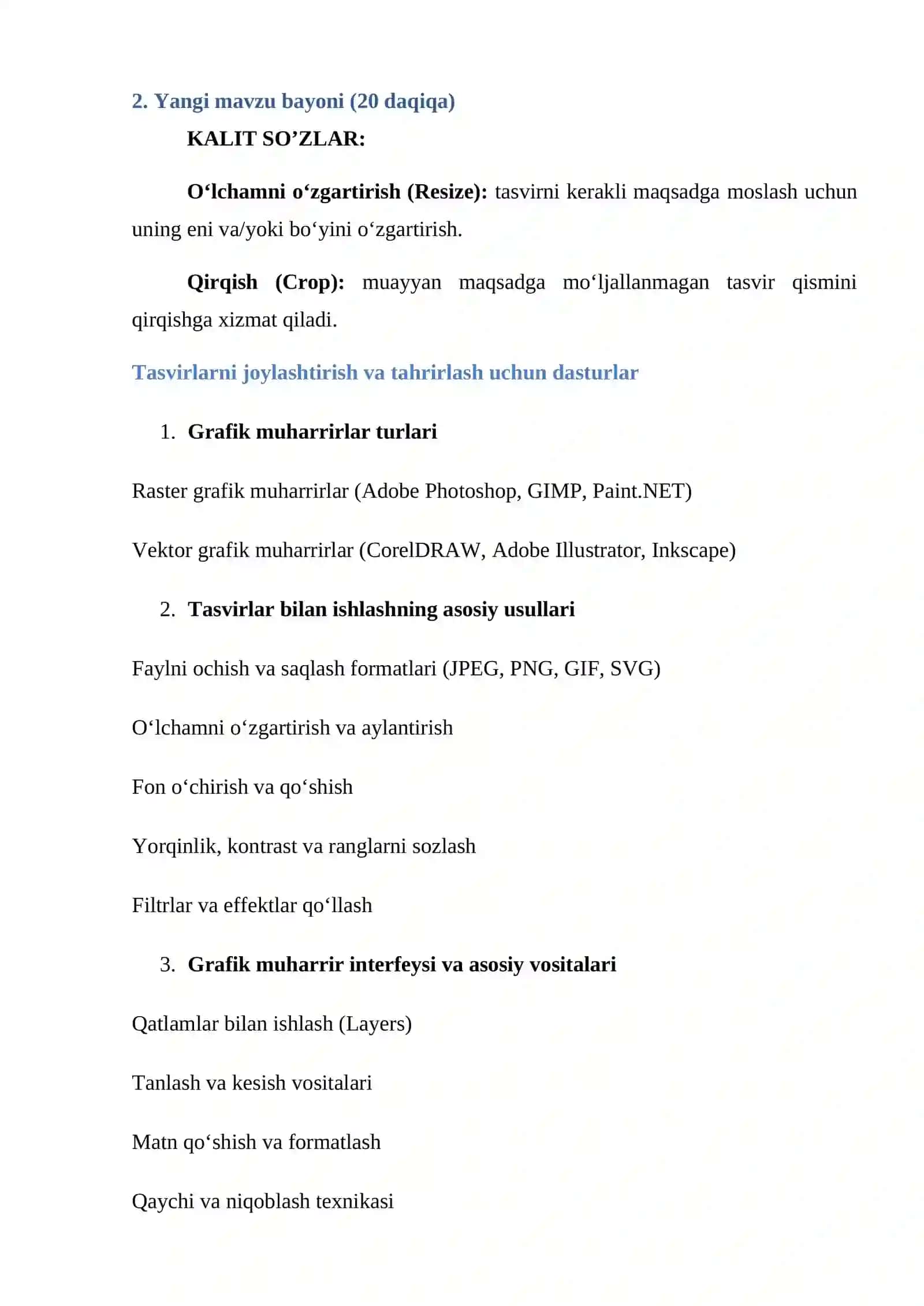 Tasvirlarni joylashtirish va tahrirlash uchun dastur uskunalaridan foydalanish 4