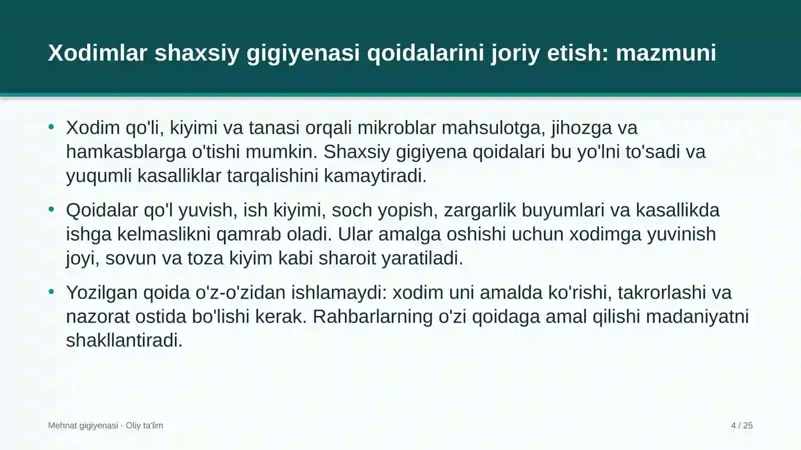 butik mehmonxonalarda xodimlar shaxsiy gigiyenasi qoidalarini joriy etish 3263 4