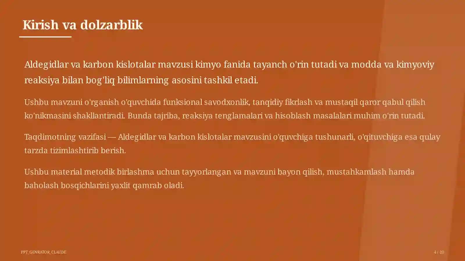 Aldegidlar va karbon kislotalar (10-sinf) 4
