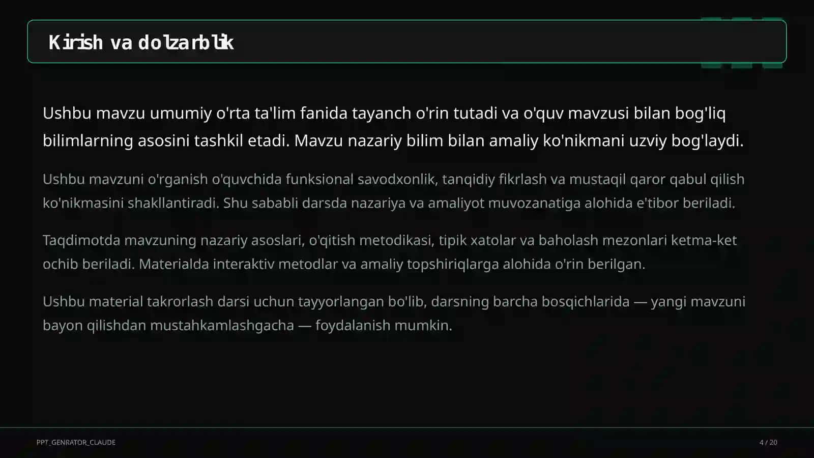Sinf soati uchun 2026-2027 o'quv yili mavzulari: tarbiyaviy soatlarni rejalashtirish 4
